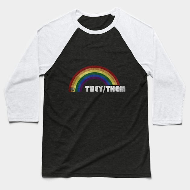 Grunge LGBT+ Pride - They/Them Pronouns Baseball T-Shirt by Daniela A. Wolfe Designs